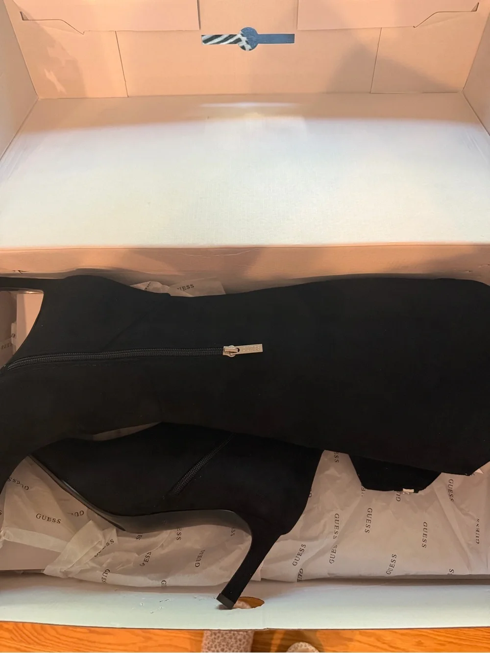 GUESS Black Over-the-Knee Pointed Toe Heeled Boots NWB
